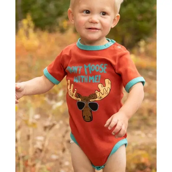 Lazy One Infant's Orange Don't Moose With Me Creeper Onesie 1