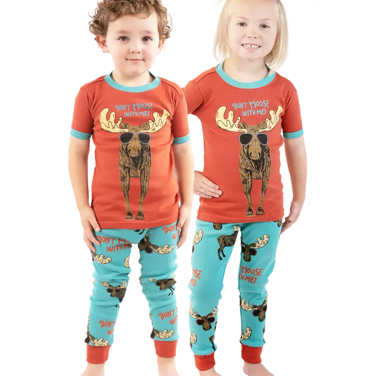 Lazy One Kid's Orange Don't Moose With Me Pajamas 1
