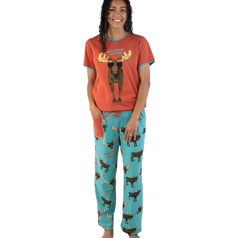 Lazy One Women's Blue Don't Moose With Me Pj Set 1