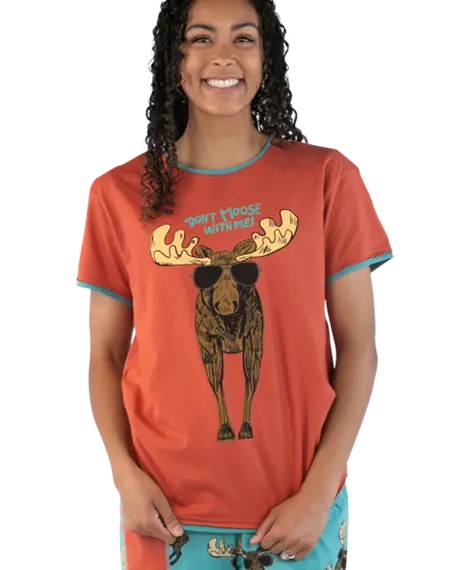 Lazy One Women's Blue Don't Moose With Me Pj Set 2