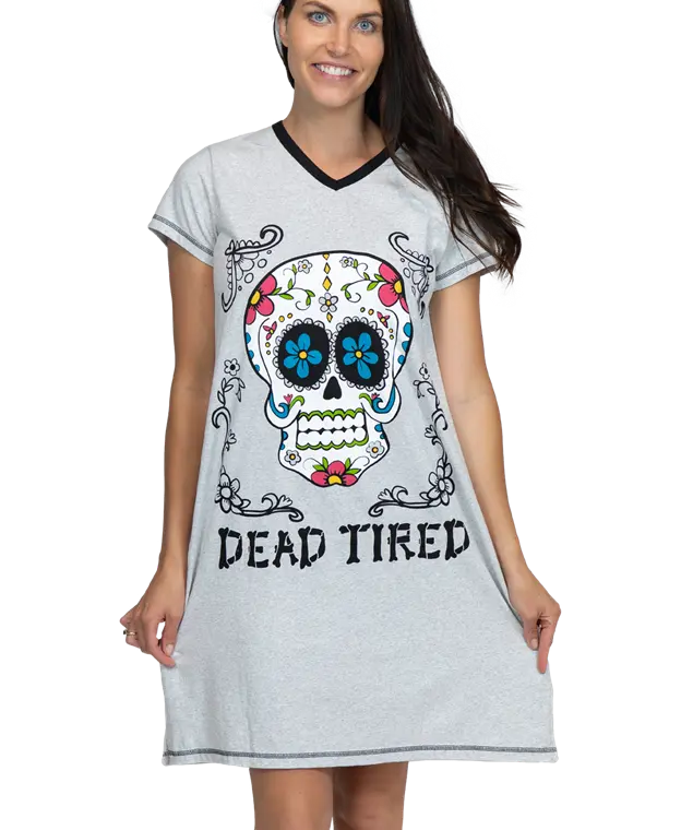 Lazy One Women's Dead Tired V-Neck Night Shirt 2