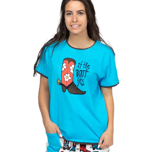 Lazy One Womens If The Boot Fits Pj Tee 1