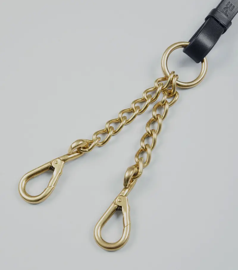 Leather Lead Rein With Chain Coupling Black 2