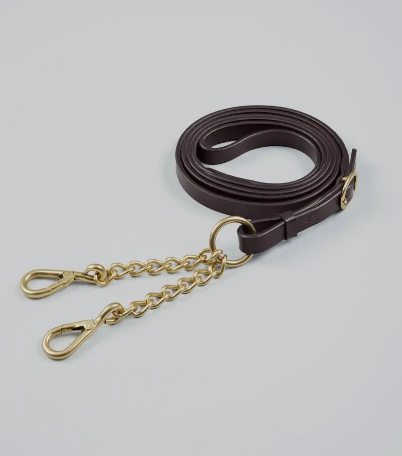 Leather Lead Rein With Chain Coupling Brown 1