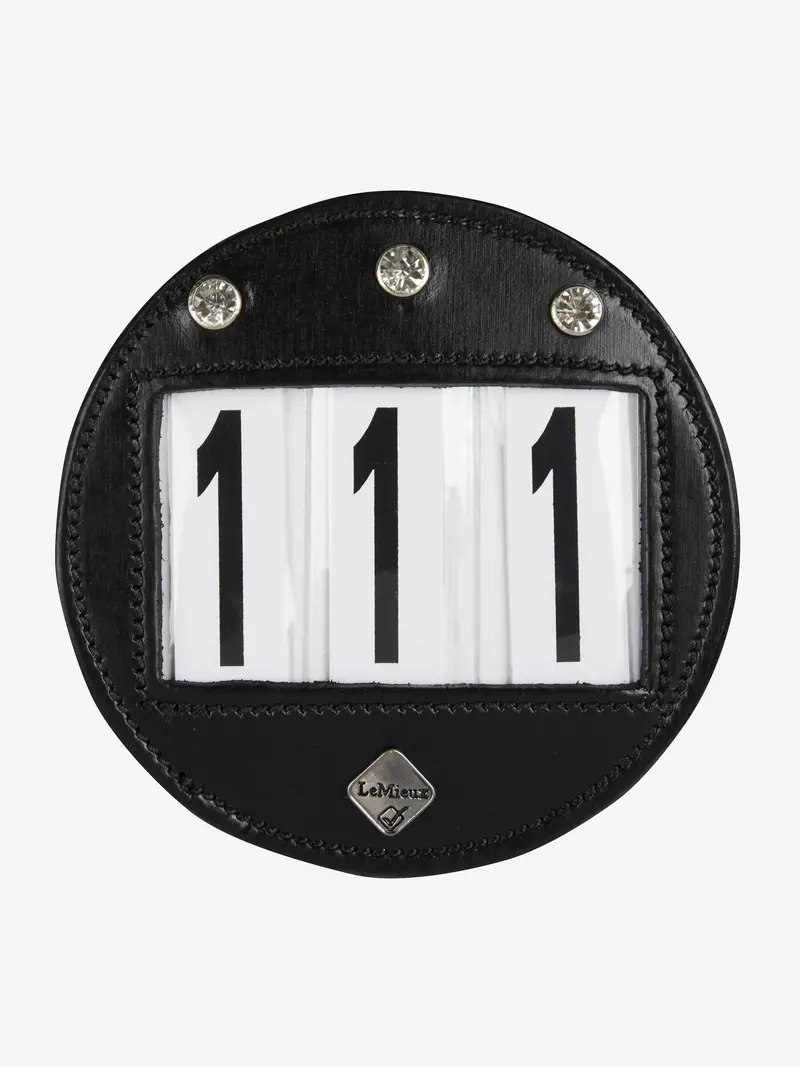 Lemieux Bridle Number Holder Round Black Diamante 1