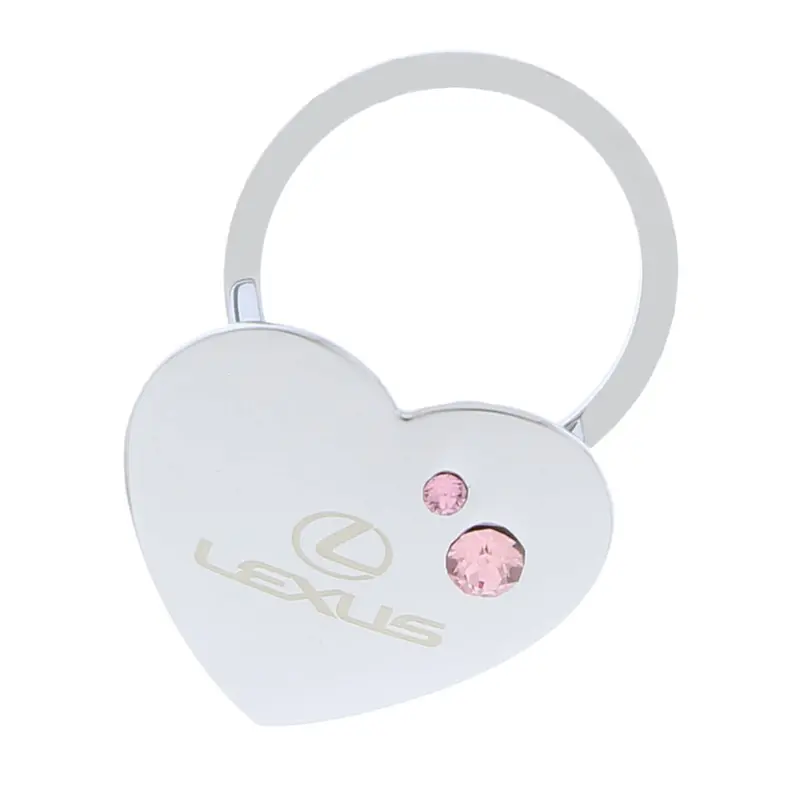 Lexus Heart Shape With Clear Crystals Keychain (Pink) 1