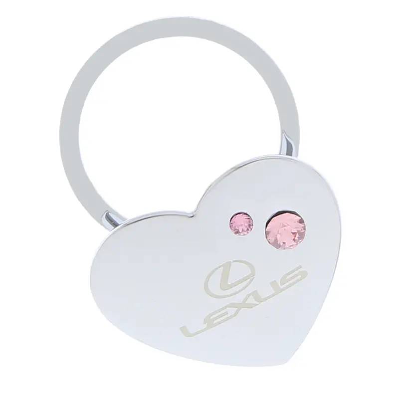 Lexus Heart Shape With Clear Crystals Keychain (Pink) 2
