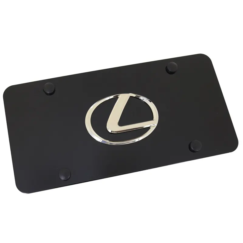 Lexus Logo License Plate (Chrome On Black) 1