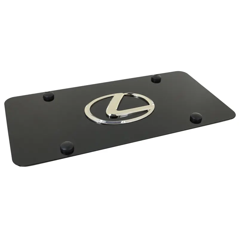Lexus Logo License Plate (Chrome On Black) 2