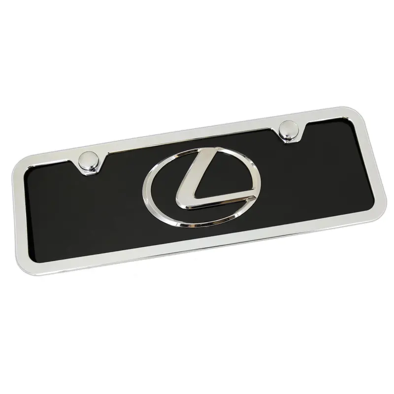 Lexus Logo Mini License Plate Kit (Chrome On Black) 1