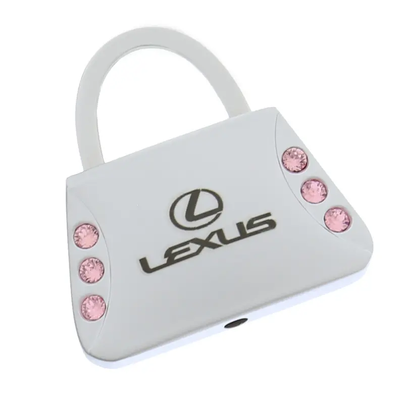 Lexus Purse Shape With Pink Crystals Keychain (Chrome) 1
