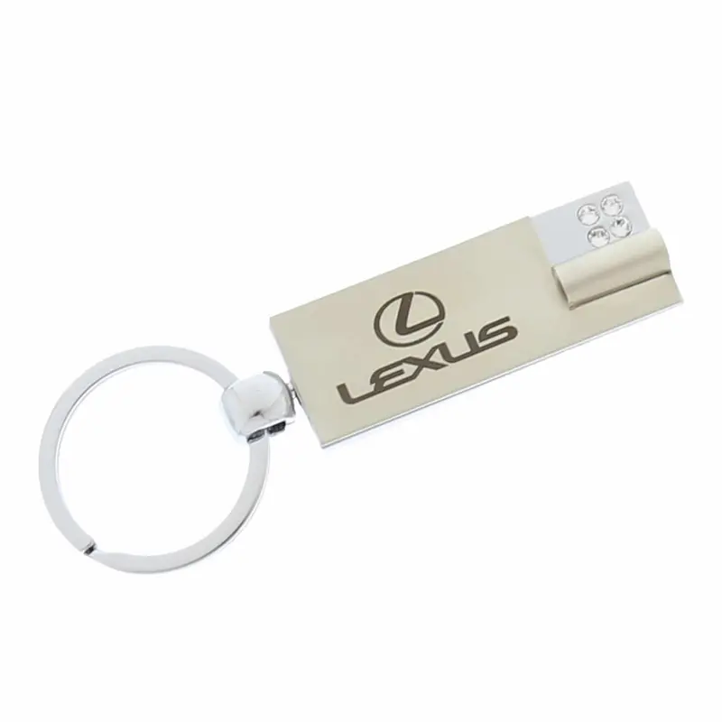 Lexus Rectangular With Clear Crystals Keychain (Chrome) 1