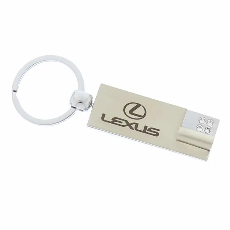 Lexus Rectangular With Clear Crystals Keychain (Chrome) 2