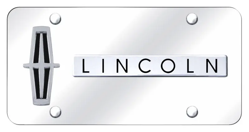 Lincoln Dual Logo License Plate (Black On Chrome) 1
