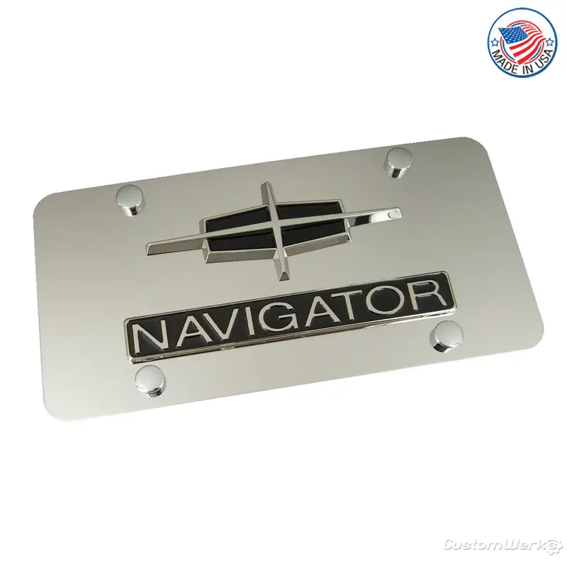 Lincoln Dual Logo Navigator License Plate (Chrome) 1