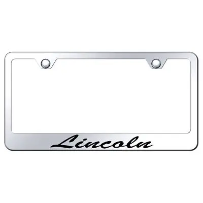 Lincoln Laser Etched Script Stainless Steel License Plate Frame (Chrome) 1