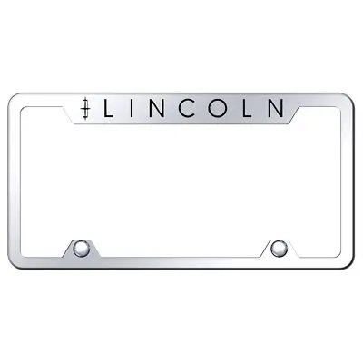 Lincoln Laser Etched Stainless Steel Truck Cut-Out License Plate Frame (Chrome) 1