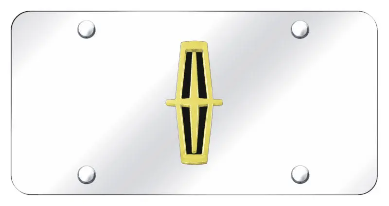 Lincoln Logo License Plate (Gold On Chrome) 1