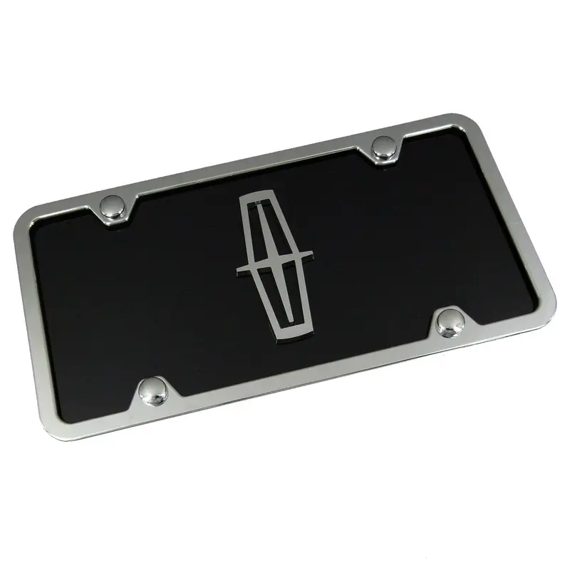 Lincoln Logo License Plate Kit (Chrome On Black) 1
