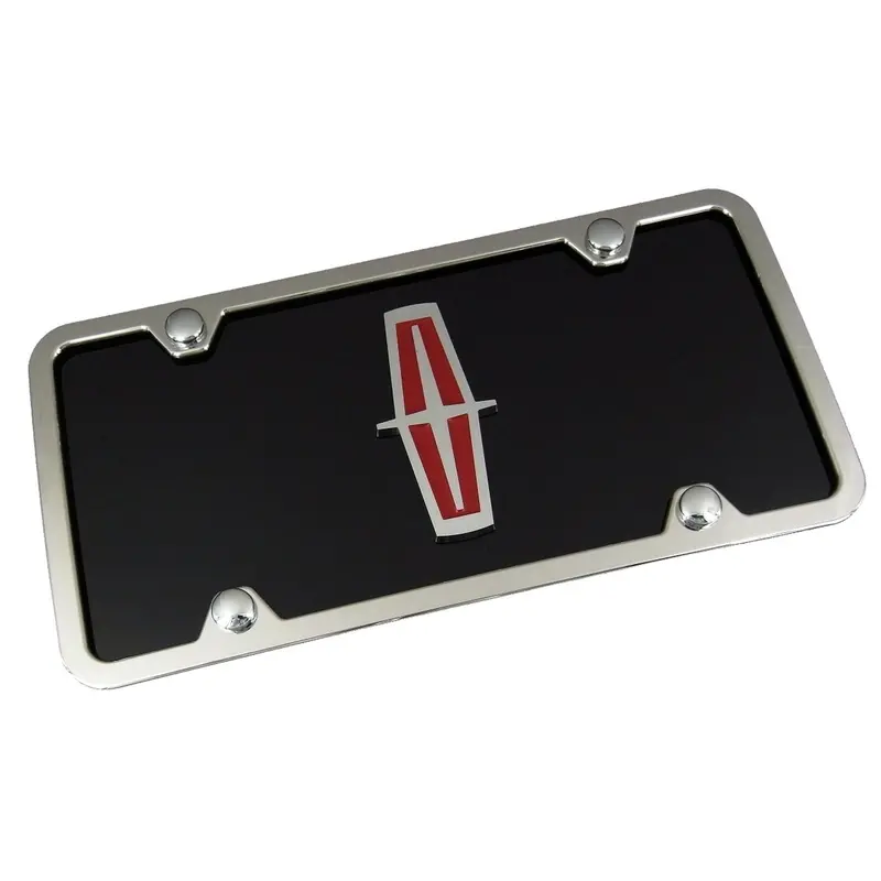 Lincoln Logo License Plate Kit (Red On Black) 1