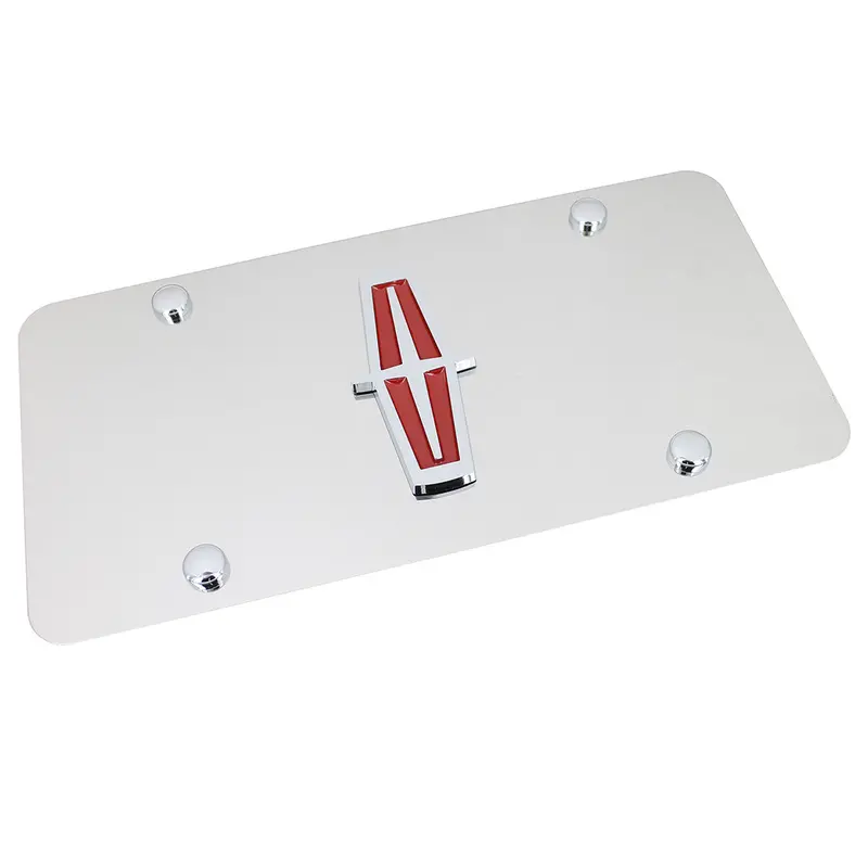 Lincoln Logo License Plate (Red On Chrome) 1