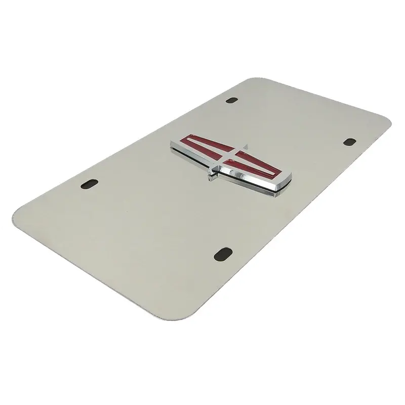 Lincoln Logo License Plate (Red On Chrome) 2