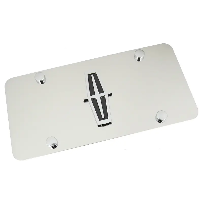 Lincoln Logo Licensse Plate (Chrome On Black) 1