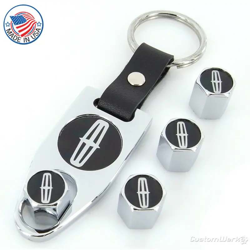 Lincoln Logo Tire Stem Valve Caps  Wrench Gift Set (Black) 1