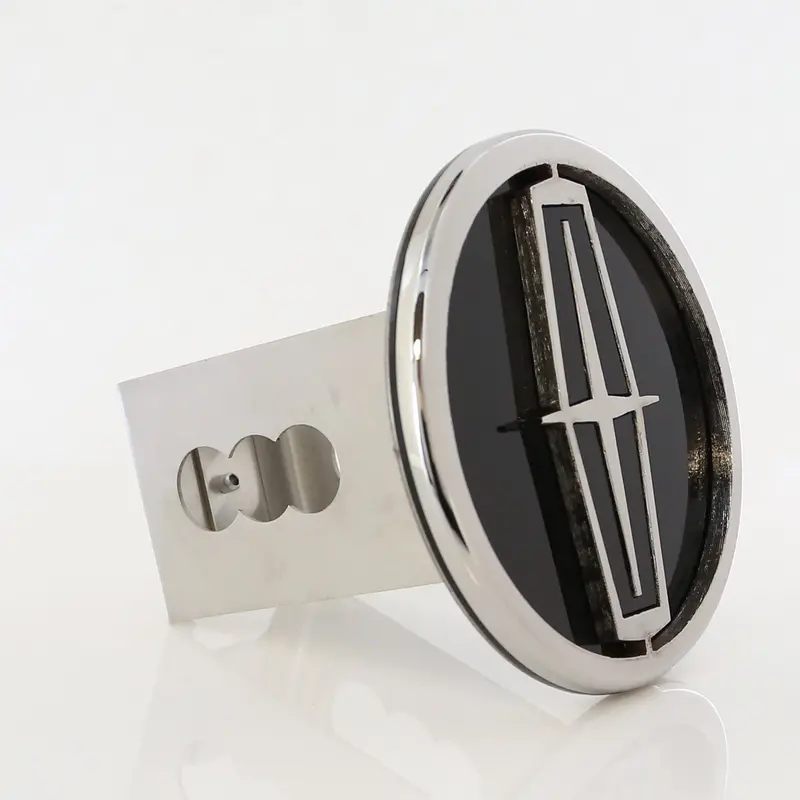 Lincoln Logo Trailer Hitch Cover Plug (Black On Chrome) 2