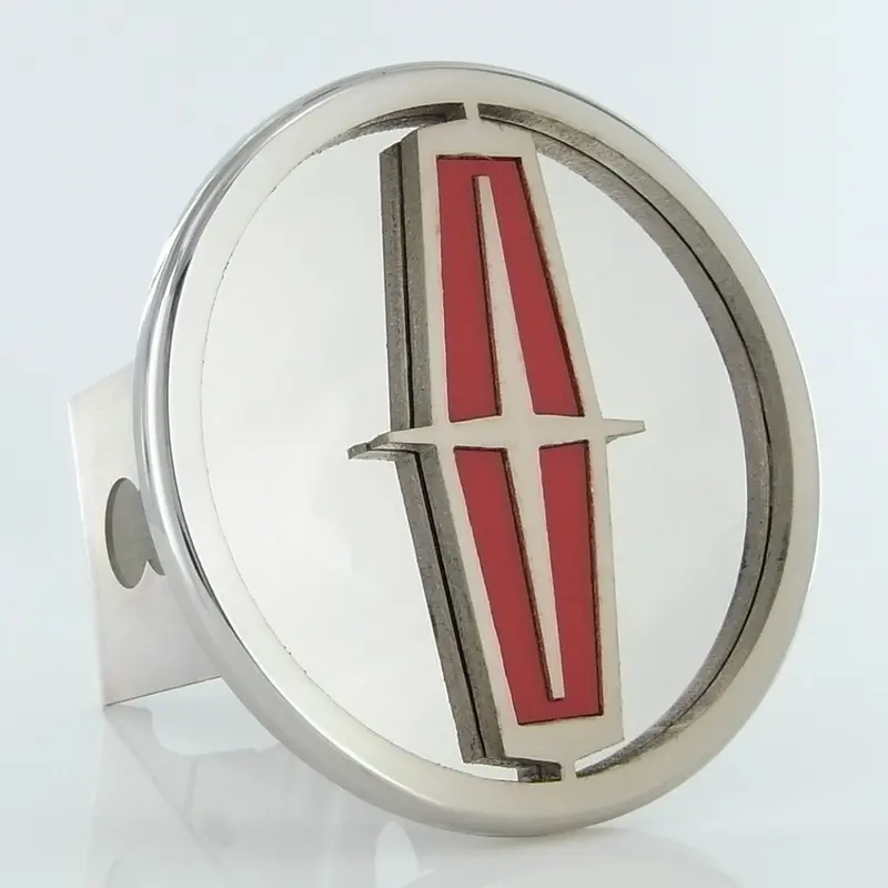 Lincoln Logo Trailer Hitch Plug (Red On Chrome) 1