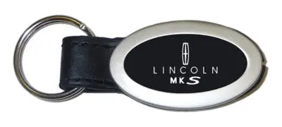 Lincoln Mks Oval Leather Key Chain (Black) 1