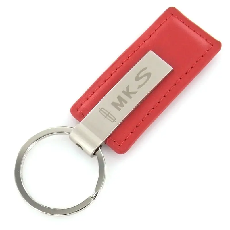Lincoln Mks Rectangular Leather Insert Key Chain (Red) 1