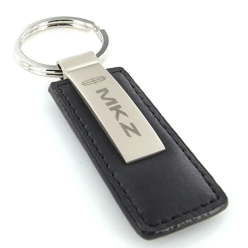 Lincoln Mkz Rectangular Leather Key Chain (Black) 2