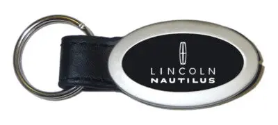 Lincoln Nautilus Oval Leather Key Chain (Black) 1