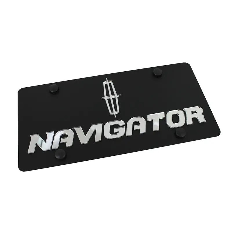 Lincoln Navigator Dual Logo License Plate New Font (Black) 1