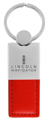 Lincoln Navigator Duo Rectangular Leather Key Chain (Red) 1