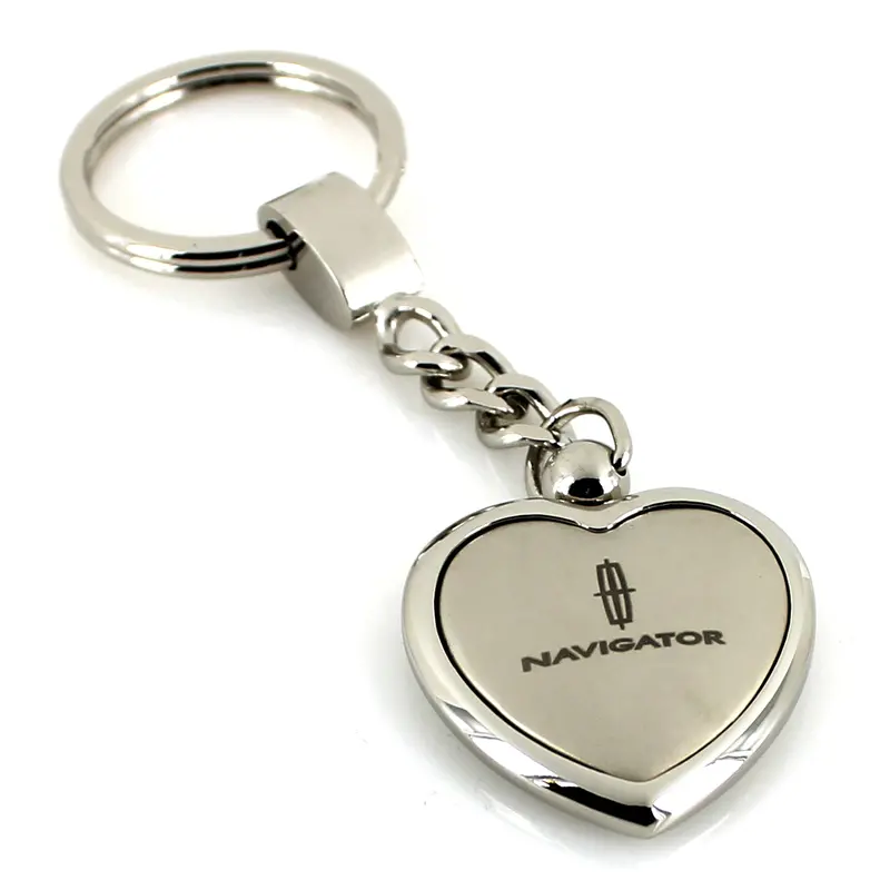 Lincoln Navigator Heart Shape Chain Keychain (Chrome) 1