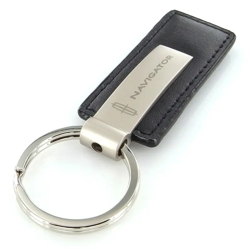 Lincoln Navigator Rectangular Leather Key Chain (Black) 2