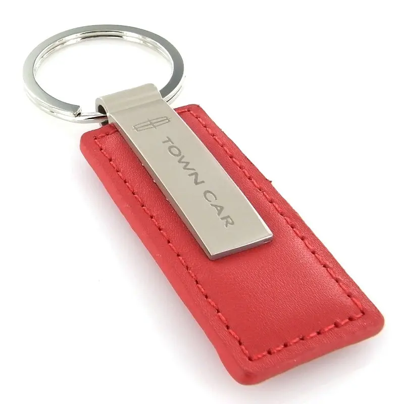Lincoln Town Car Rectangular Leather Key Chain (Red) 2