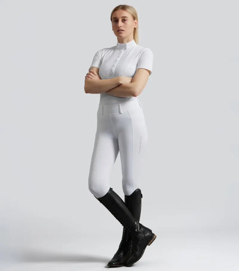 Luceo Womens Gel Knee Competition Riding Tights White 1