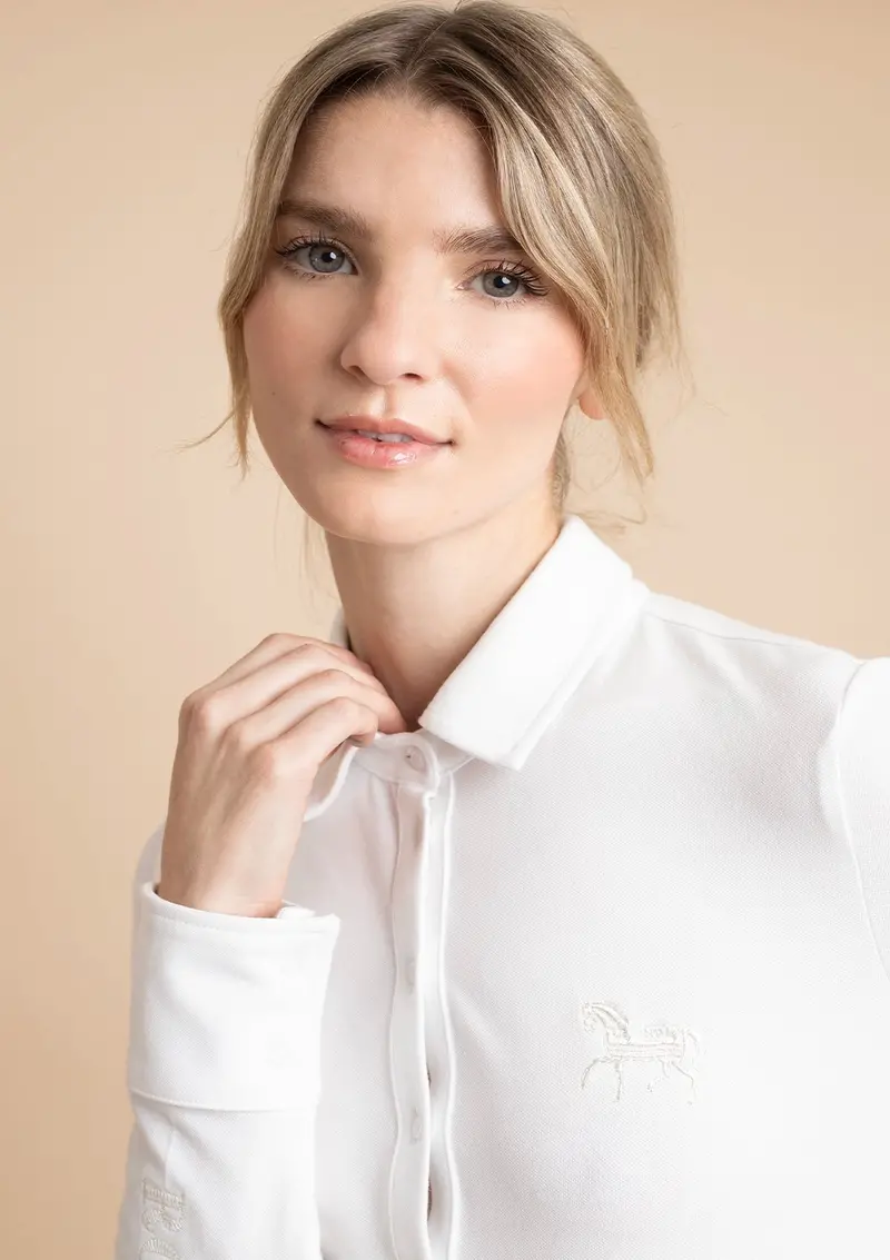 Lucia Cotton Polo-Shirt | Long Sleeve | Teal 2