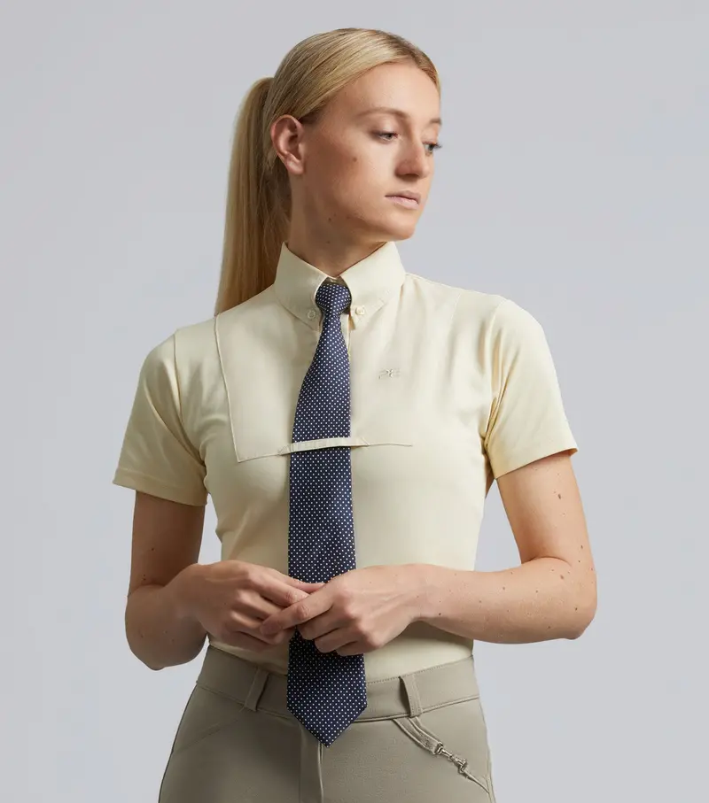 Luciana Ladies Short Sleeve Tie Shirt Vanilla 1