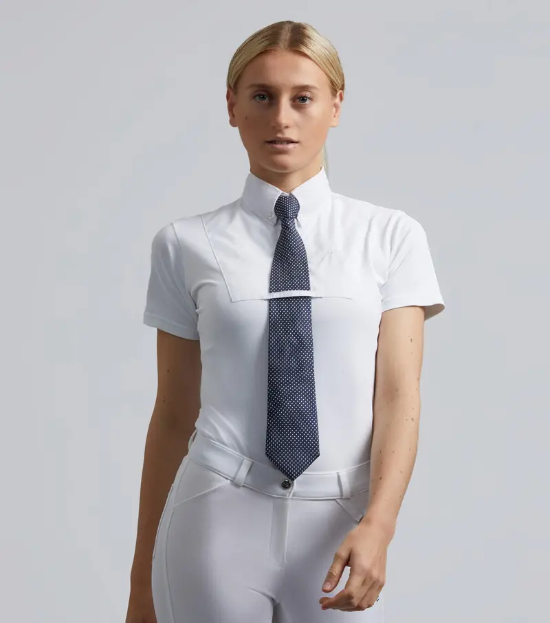 Luciana Ladies Short Sleeve Tie Shirt White 1