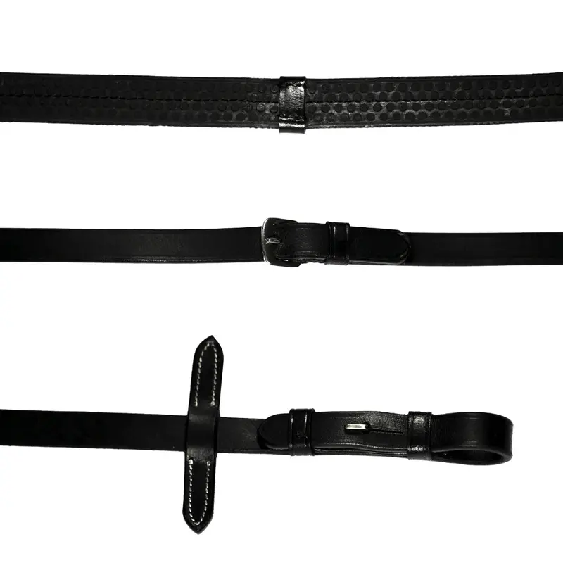 Lumiere Leather & Rubber Grip Reins With Silver Hardware 1