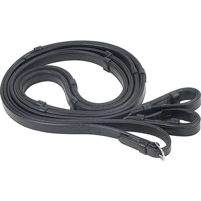 M. Toulouse Platinum Rubber Lined Leather Dressage Reins 1
