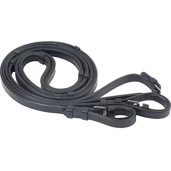 M. Toulouse Platinum Rubber Lined Leather Dressage Reins 1