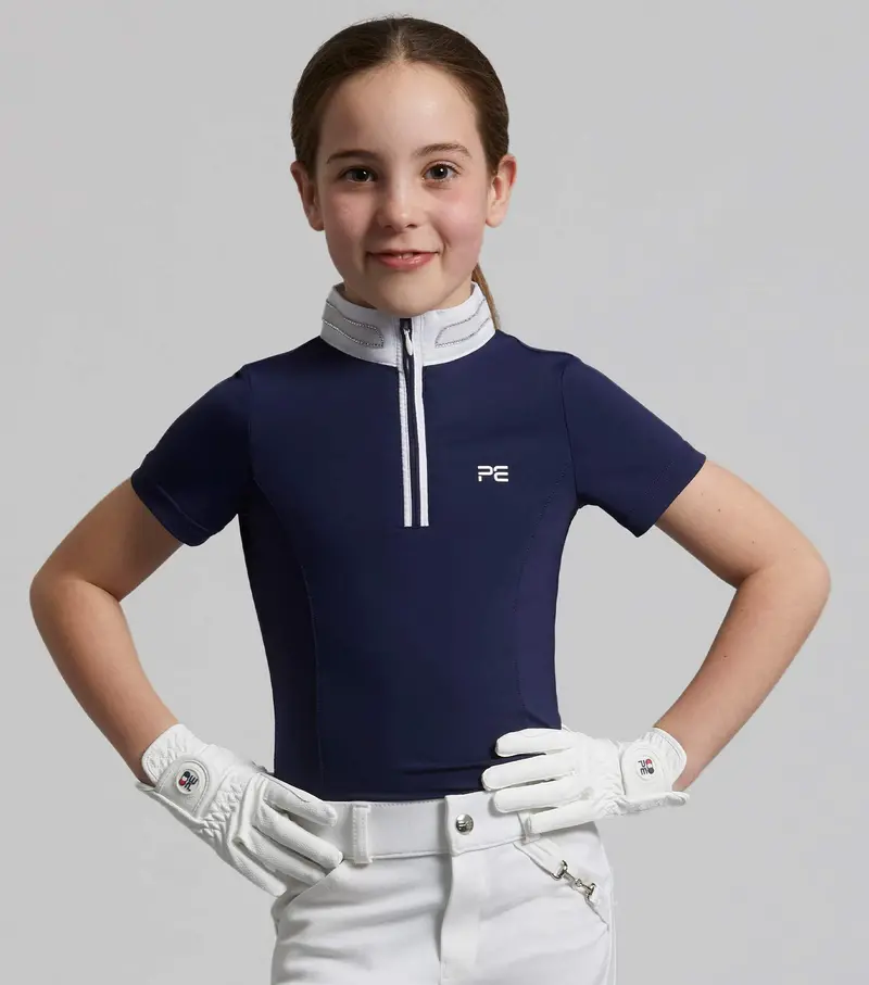 Maria Girls Diamanté Show Shirt Navy 1