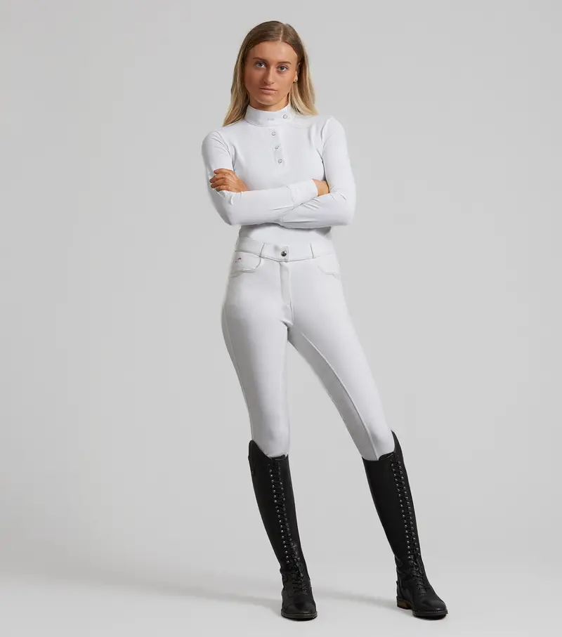 Marked - Cassa Ladies Full Seat Gel Competition Riding Breeches White 1