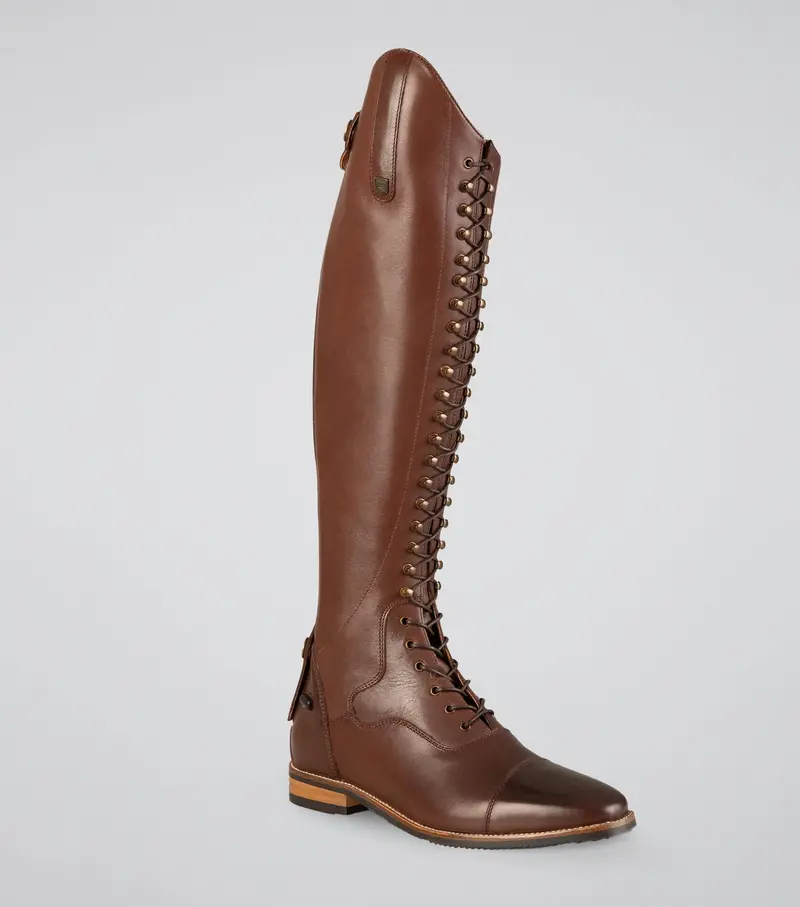 Marked - Maurizia Ladies Lace Front Tall Leather Riding Boots Brown 1