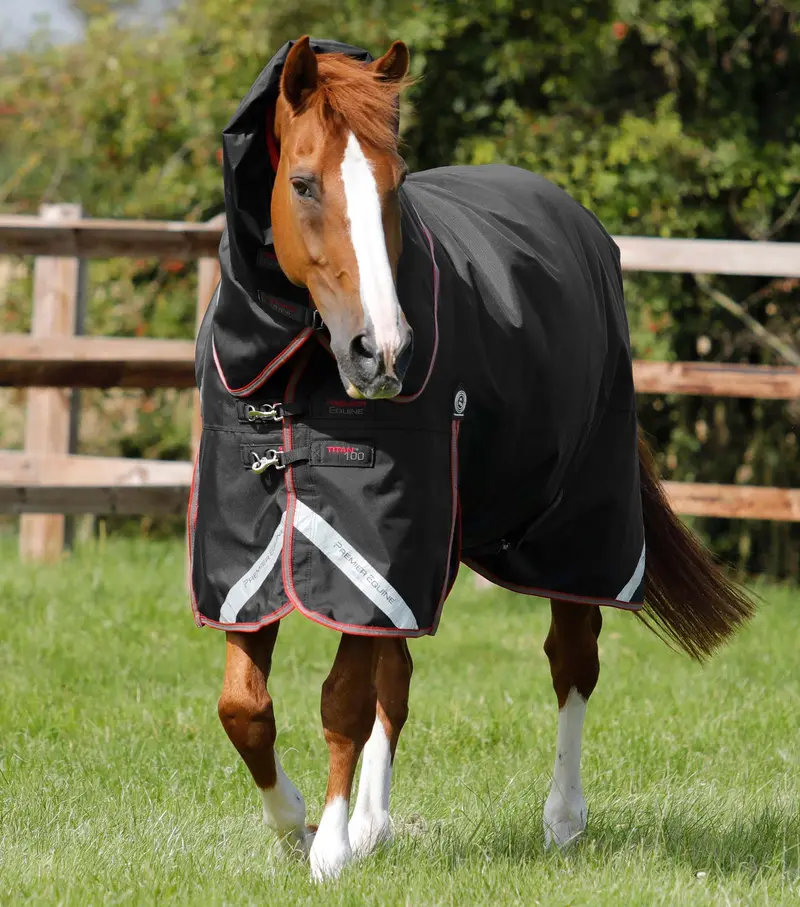 Marked - Titan 100G Turnout Rug With Snug-Fit Neck Cover Black 1